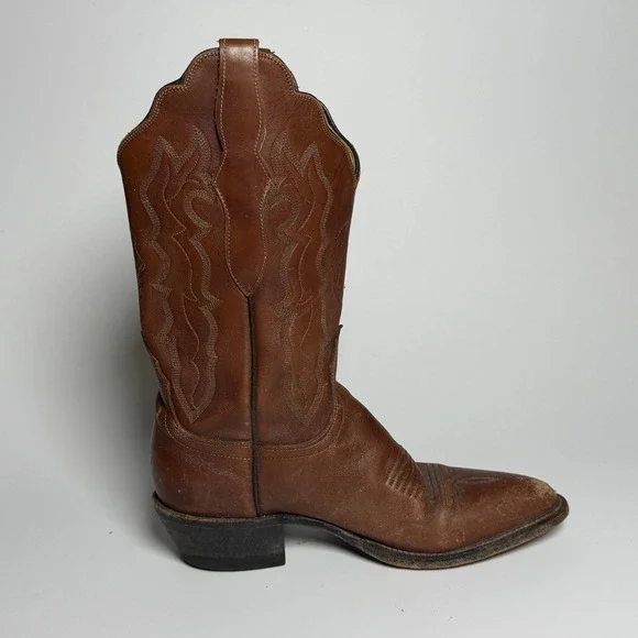 Lucchese 2000 VTG Womens Brown Leather Western Cowboy Boots 6 B USA Made - Picture 13 of 14